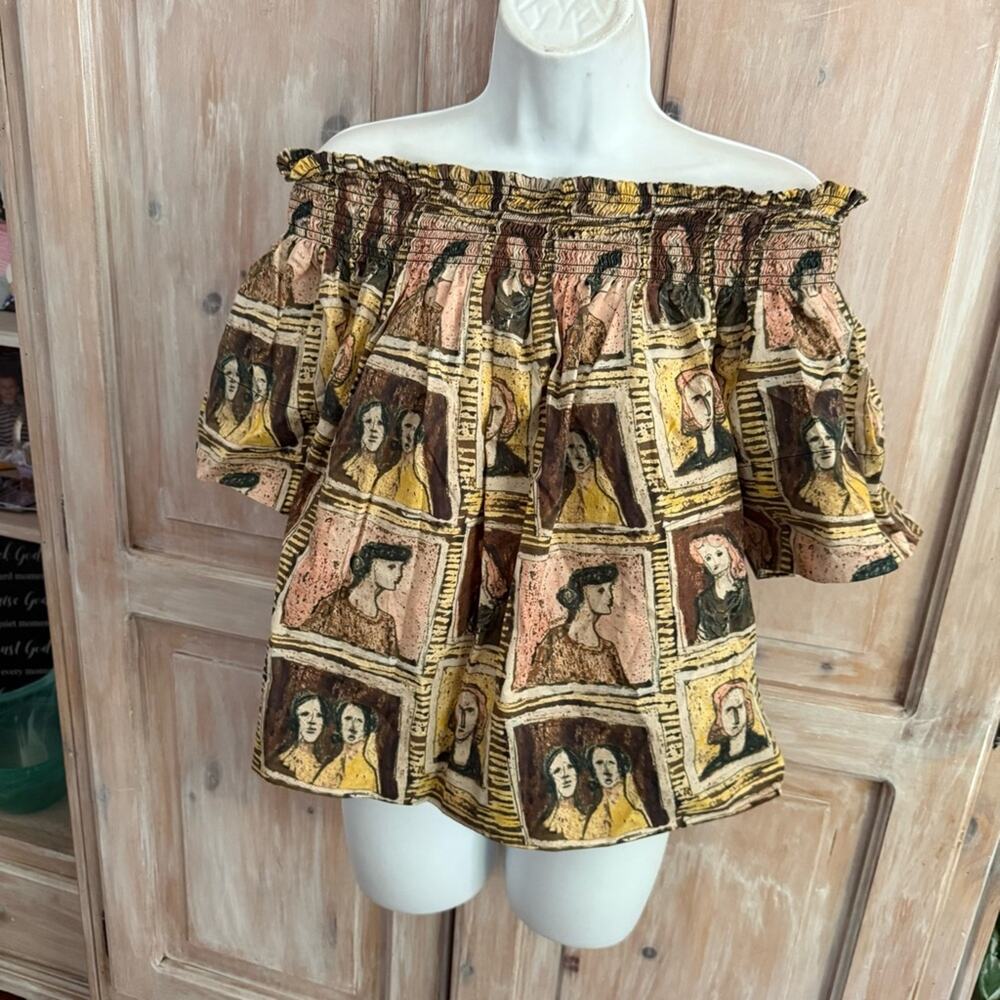 Burberry Off the Shoulder Faces Shirt Top Women’s 8 - Picture 1 of 14